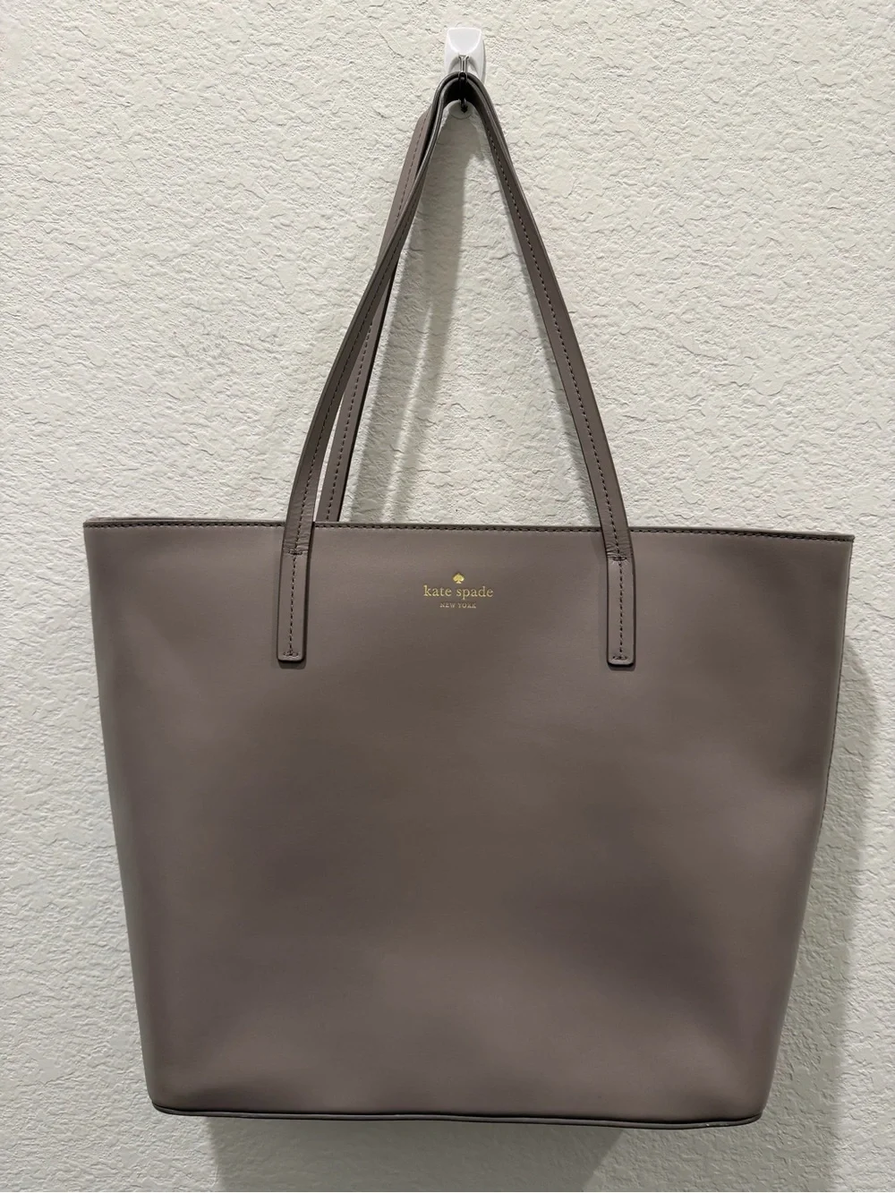 Kate Spade New York Gray Leather Tote Bag Large Shoulder Purse